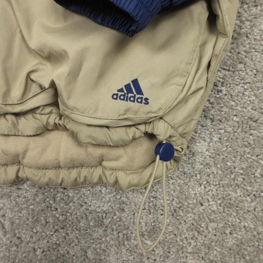 Vintage Adidas Jacket Mens XL Blue Beige Puffer Coat Outerwear Outdoor Pockets